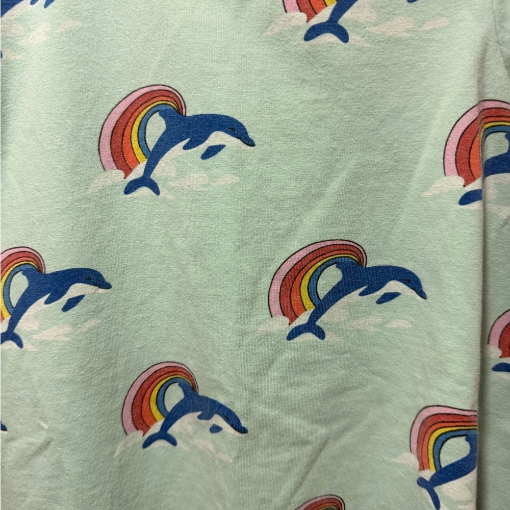 Hanna Anderson Mint Green Dolphin & Rainbow Kids Dress - Picture 2 of 4